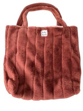 Minky Mamas Faux Fur Tote Bag Mauve Pink Teddy Plush Reversible Cozy Winter